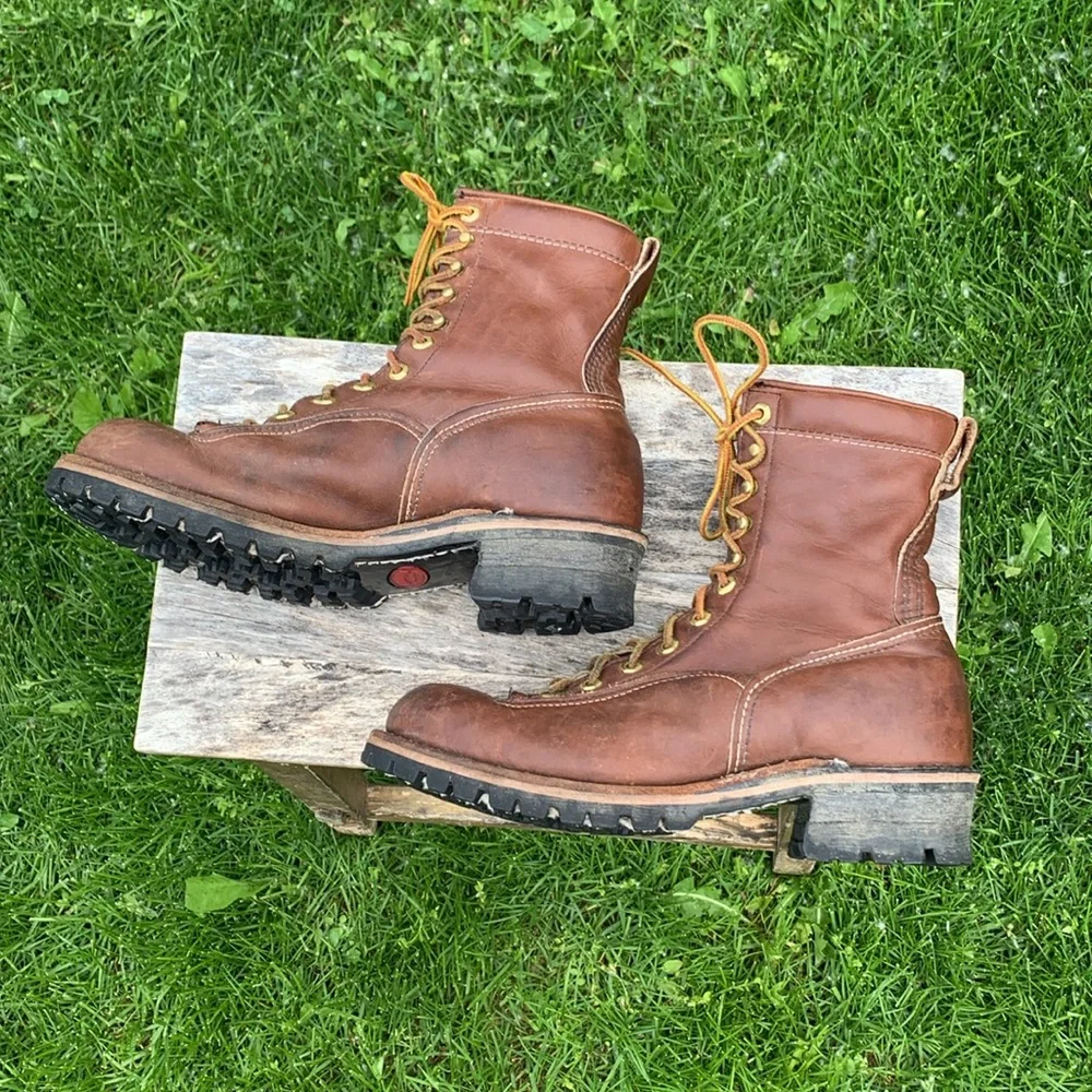 Men's Brown Leather Lace-Up Work Boots